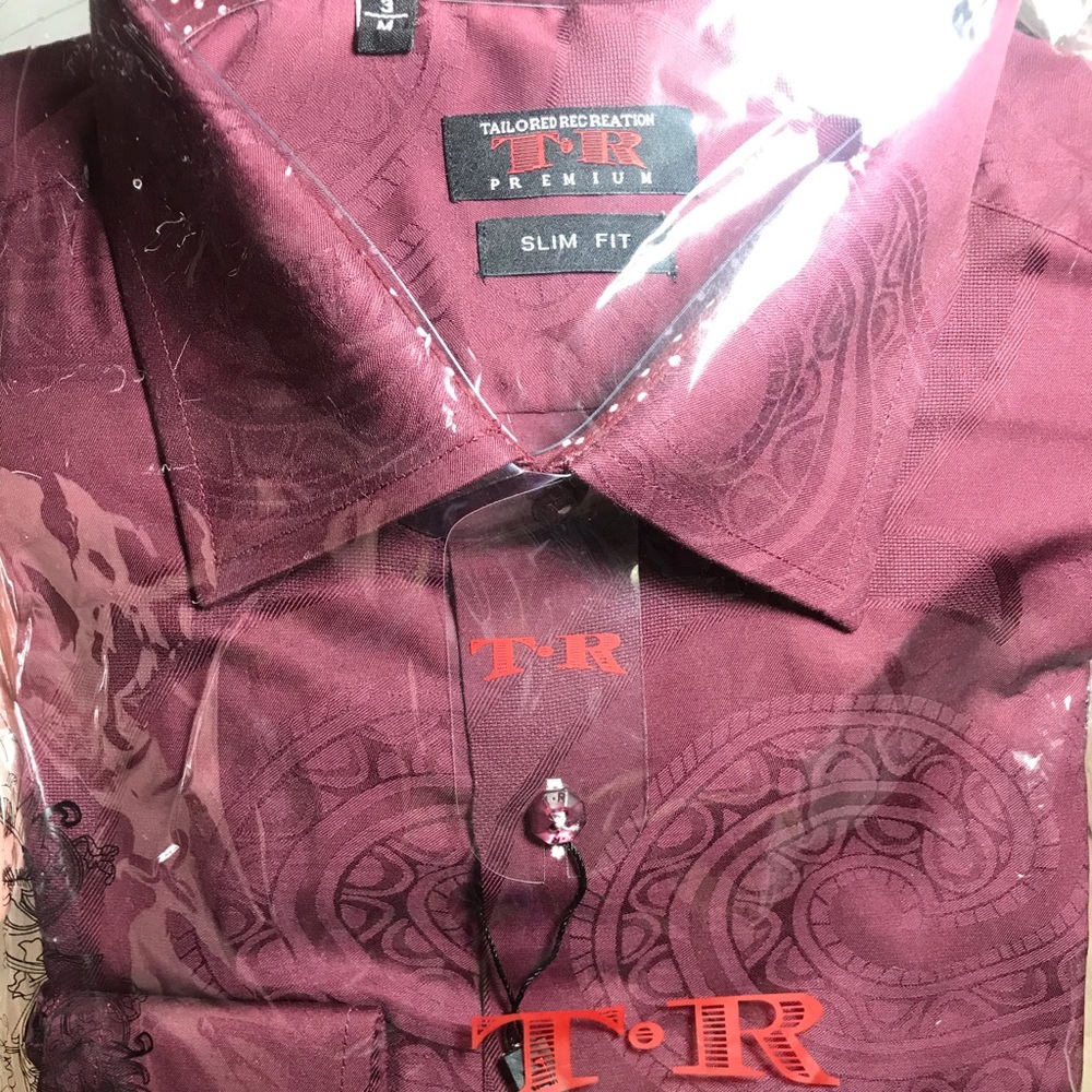 TR Premium Menswear LS Dress Shirt $189 Burgundy PRICE FIRM!